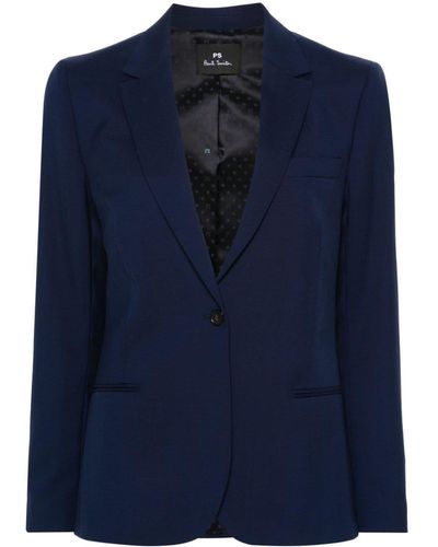 PS by Paul Smith Wool Single-breasted Blazer - Blue