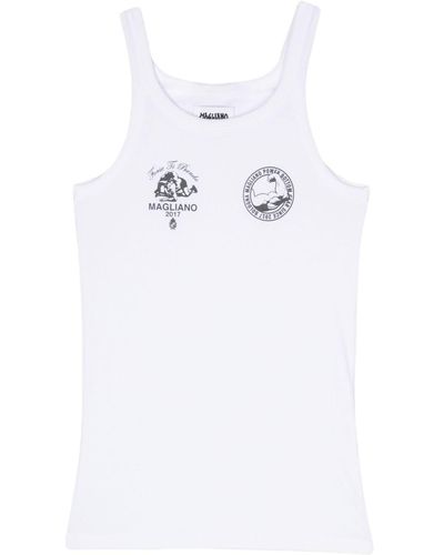 Magliano Geripptes Trägershirt mit Logo-Print - Weiß