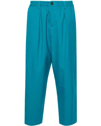 Marni Cropped Wool Trousers - Blue