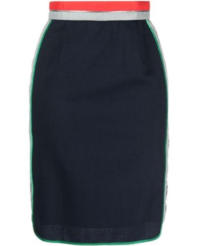 Kolor Stripe-waistband Knee-length Skirt - Blue