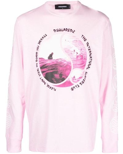 DSquared² Graphic-print Cotton Sweatshirt - Pink