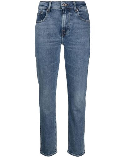 7 For All Mankind Tapered Slim-cut Jeans - Blue