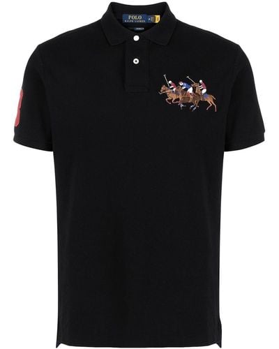 Polo Ralph Lauren Logo Embroidered Polo Shirt - Black