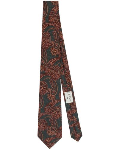 Etro Paisley-print Silk Tie - Brown