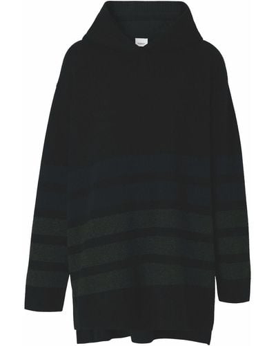 Burberry Stripe Detail Knitted Hoodie - Black