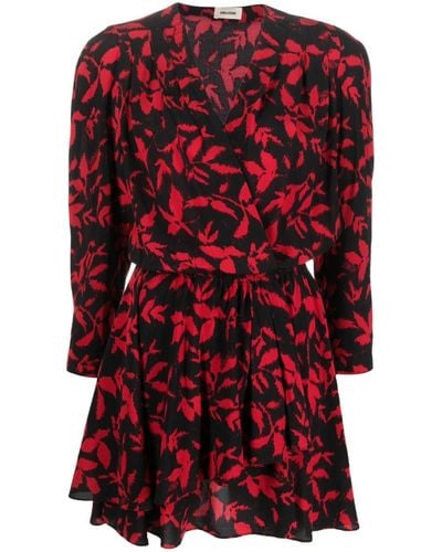 Zadig & Voltaire Rogers Leaf-print Minidress - Red