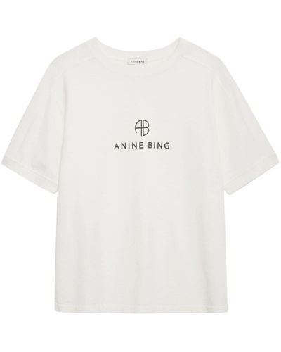 Anine Bing Katoenen T-shirt Met Logoprint - Wit