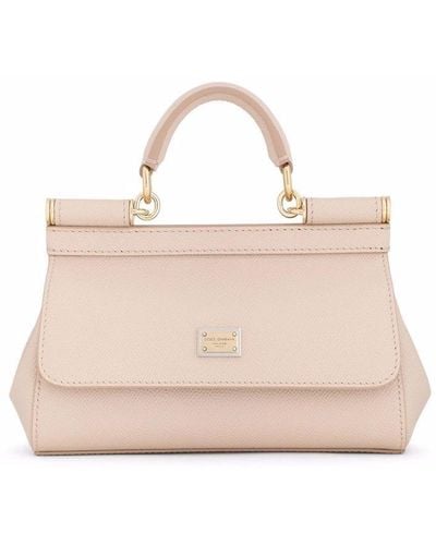 Dolce & Gabbana Small Sicily Leather Top-handle Bag - Natural