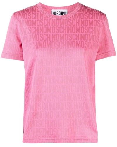 Moschino T-shirt Met Monogramprint - Roze