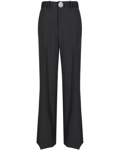 Area Crystal-embellished Cut-out Tailored Trousers - Black