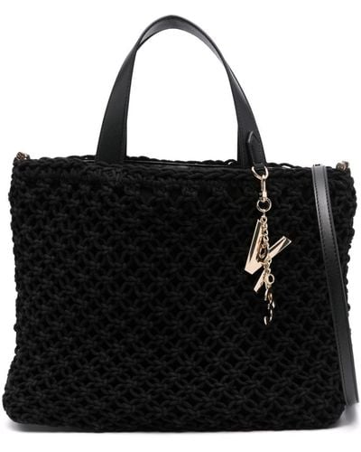 V73 Bee Crochet Tote Bag - Black