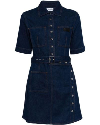 Ports 1961 Denim Stretch-cotton Dress - Blue
