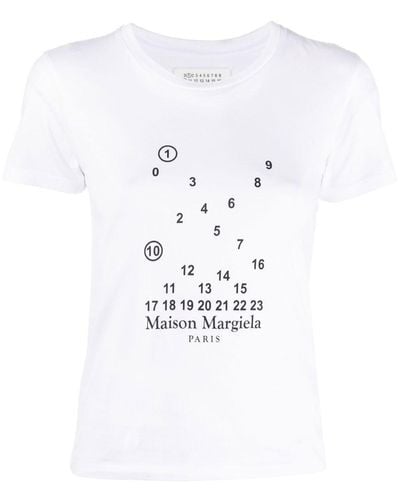 Maison Margiela T-shirt en coton à motif signature - Blanc