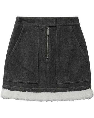 LVIR Shearling-trim Wool Miniskirt - Black