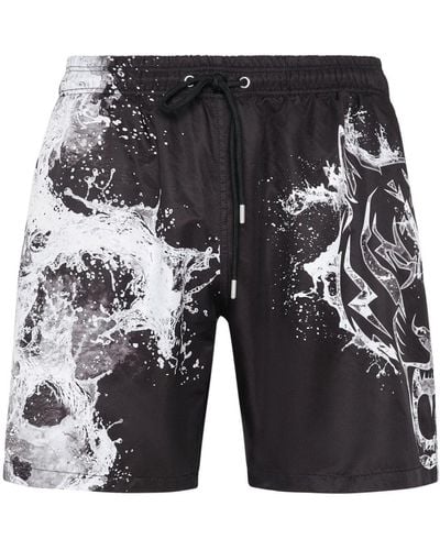 Philipp Plein Splash Extreme Drawstring Swim Shorts - Black