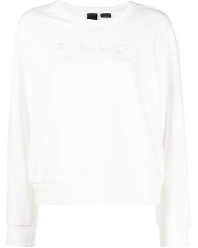 Pinko Logo-embroidered Cotton Sweatshirt - White