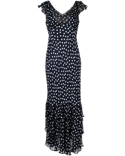 RIXO London Ossy Kleid mit Polka Dots - Blau
