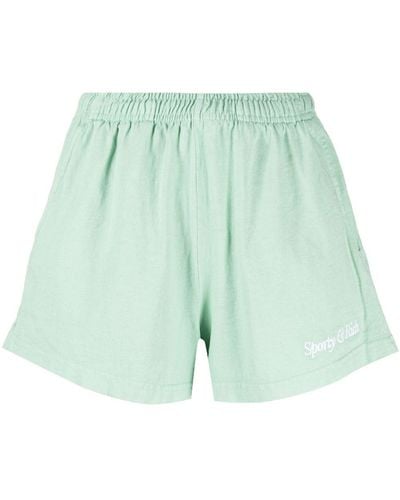 Sporty & Rich Shorts Met Geborduurd Logo - Groen