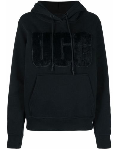 UGG Sudadera con capucha y logo en relieve - Negro
