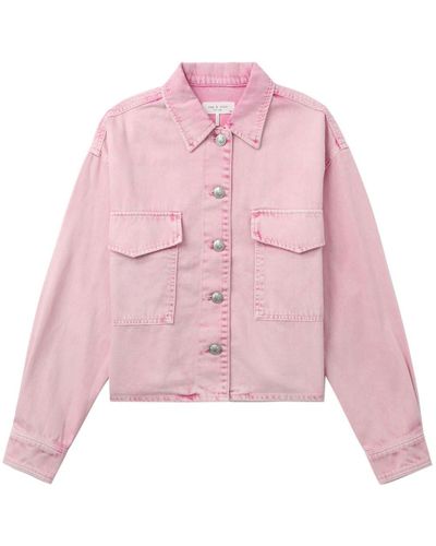 Rag & Bone Cropped Denim Jacket - Pink