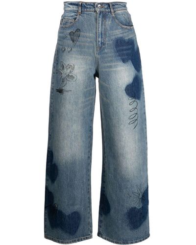 JNBY High-waist Wide-leg Jeans - Blue