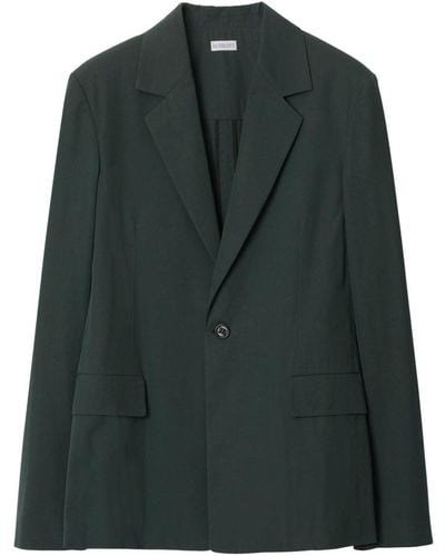 Burberry Single-breasted Wool Blazer - Green