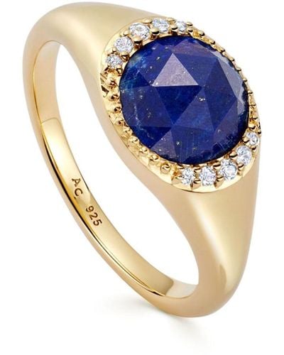 Astley Clarke Anillo Gold Luna con detalle de gemas - Azul