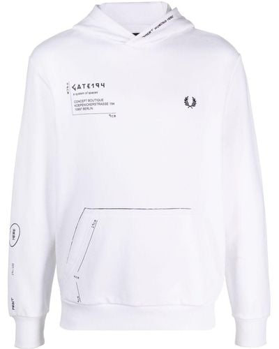 Fred Perry X Gate194 Signature-print Hoodie - White