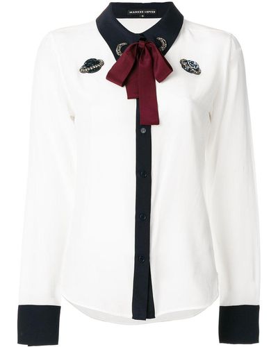 Markus Lupfer Bow Tie Blouse With Planet Appliqué - White