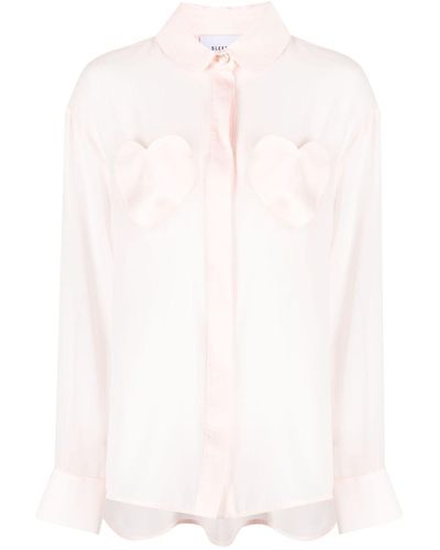 Sleeper Heart-detail Pyjama Top - White