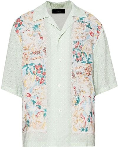 Amiri Floral-print Bowling Shirt - グレー