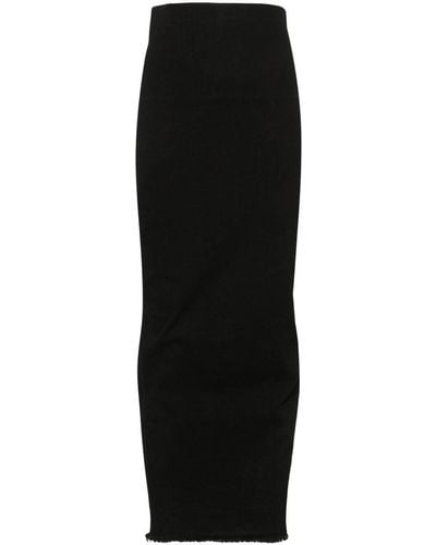 Rick Owens Frayed-detail Skirt - Black