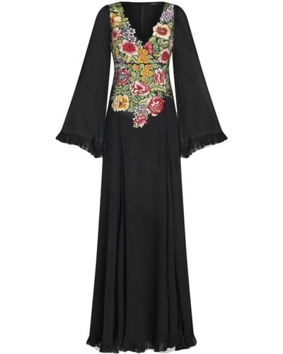 Etro Kleid mit Blumenstickerei - Schwarz