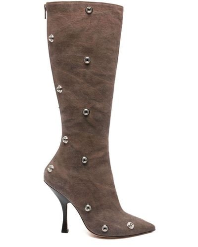 Y. Project Snap Off 120mm Denim Boots - Brown