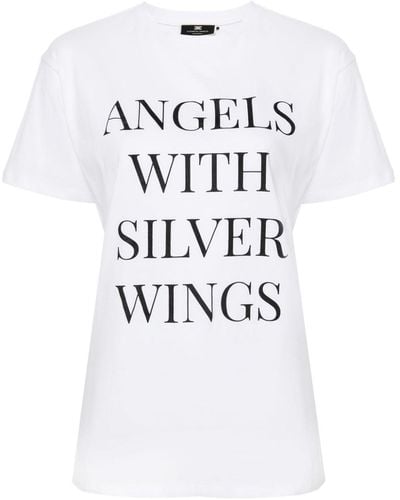 Elisabetta Franchi T-shirt en coton à slogan imprimé - Blanc