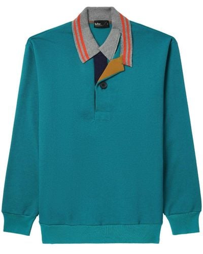 Kolor Patchwork-detail Polo Shirt - Blue