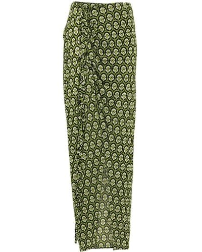Etro Aurea-print wrap maxi skirt - Verde