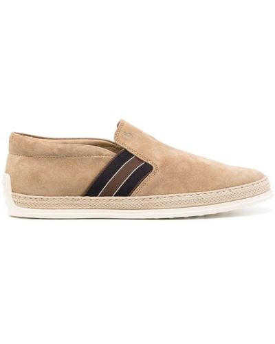 Tod's Striped Suede Loafers - Brown