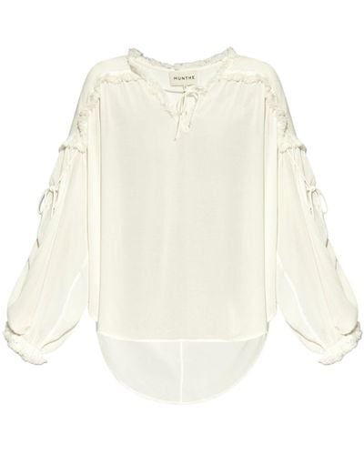 Munthe Draped Front-tie Blouse - White