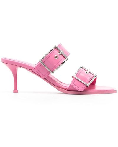Alexander McQueen Punk Leather Mules - Pink