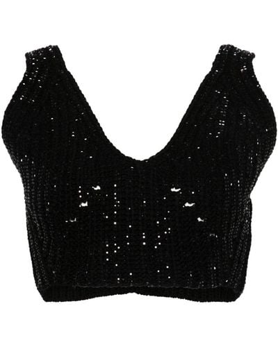 Ermanno Scervino Crystal-embellished Knitted Top - Black