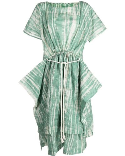 Toogood The Swimmer Abstract-pattern Cotton Dress - Green