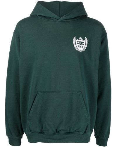 Sporty & Rich Logo-print Pullover Hoodie - Green