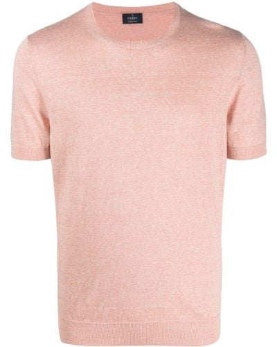 Barba Napoli Ribbed-trim Marl-knit T-shirt - Pink