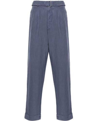Officine Generale Pleat-detail Tapered Trousers - Blue
