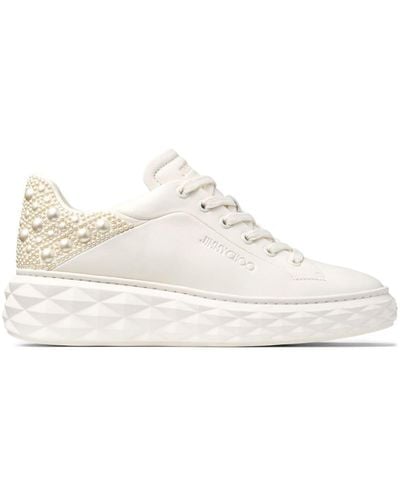 Jimmy Choo Diamond Maxi Sneakers mit Perlen - Weiß