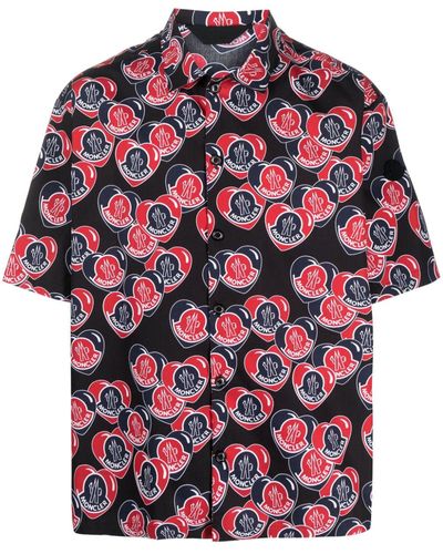 Moncler Heart Logo-print Cotton Shirt - Red