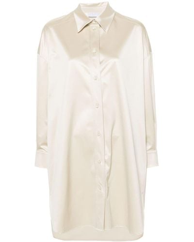 Harris Wharf London Button-up Satin Shirtdress - White