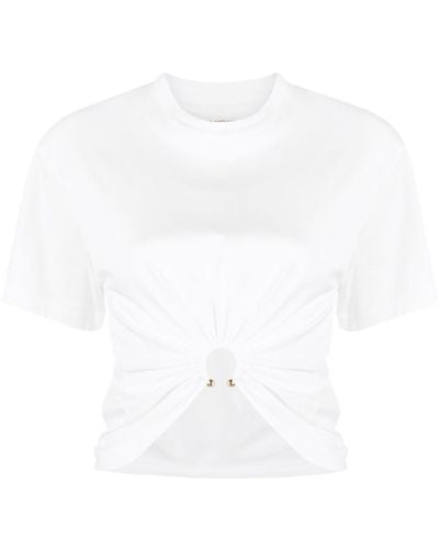 Rabanne Gathered Cotton T-shirt - White