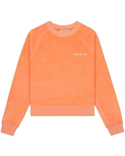 Sporty & Rich Italic Logo Cotton Sweatshirt - Orange